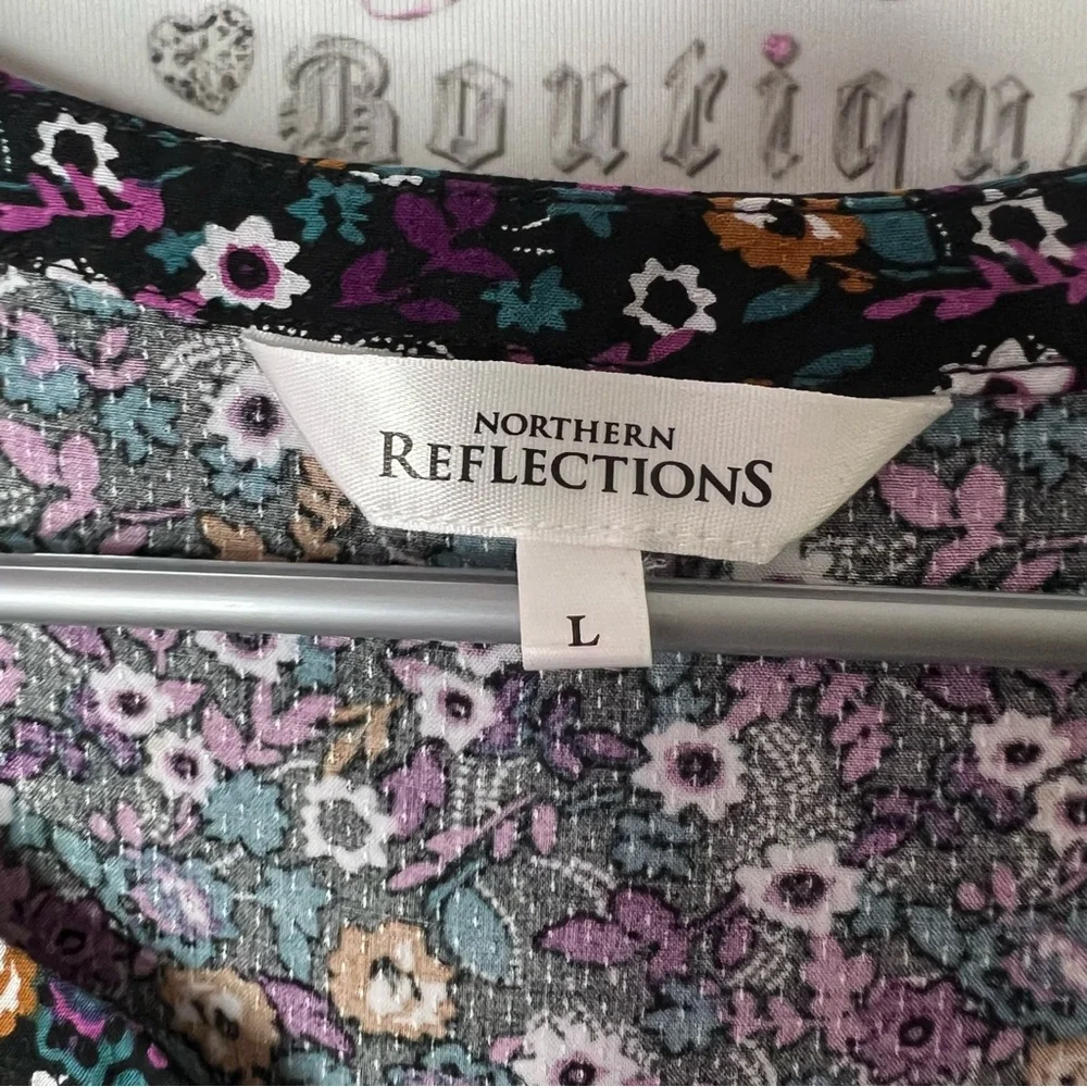 Northern Reflections tank top floral Black Ruffled Sleeveless Blouse - Picture 5 of 7